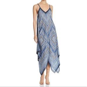 Nic + Zoe Womens Asymmetrical Silk Maxi Dress Blue